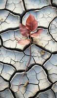 sec, fissuré chaussée avec l'automne feuilles. ai généré photo