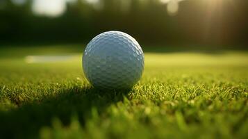 le golf Balle sur vert ai généré photo