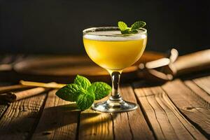 cocktail dans une verre sur une en bois tableau. généré par ai photo