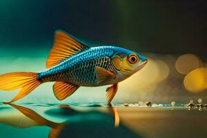 une poisson est nager dans le l'eau. généré par ai photo