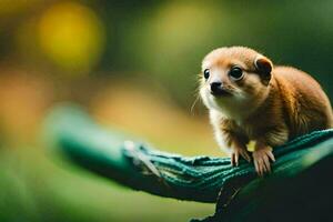 une petit animal est séance sur une branche. généré par ai photo