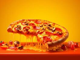 fraîchement cuit Pizza avec savoureux garnitures ai généré photo