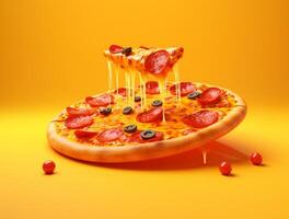 fraîchement cuit Pizza avec savoureux garnitures ai généré photo