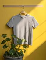 Vide gris T-shirt pour maquette conception ai généré photo