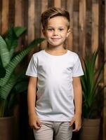 blanc bébé T-shirt gratuit photo ai généré