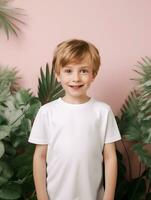 blanc bébé T-shirt gratuit photo ai généré