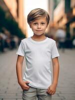 professionnel blanc bébé T-shirt pour maquette conception ai généré photo