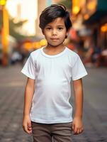 professionnel blanc bébé T-shirt pour maquette conception ai généré photo