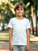 professionnel blanc T-shirt pour maquette conception ai généré photo