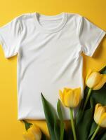 professionnel blanc T-shirt pour maquette conception ai génératif photo