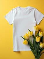 Vide blanc T-shirt pour maquette conception ai génératif photo
