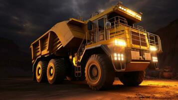 gros Jaune exploitation minière un camion pour charbon anthracite. ouvert fosse mien industrie. génératif ai photo