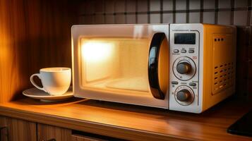 moderne four micro onde dans maison cuisine. génératif ai photo