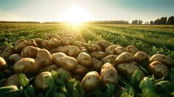 patates dans une vert champ. génératif ai photo