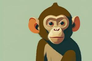 vecteur illustration de une singe. dessin animé style. ai génératif photo