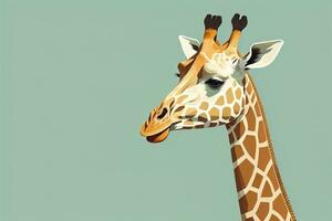 girafe isolé sur vert Contexte. dessin animé style. vecteur illustration. ai génératif photo
