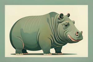 hippopotame permanent sur ses de derrière jambes. vecteur illustration. ai génératif photo
