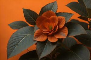 tropical feuilles de monstera sur une solide Couleur Contexte. ai génératif photo