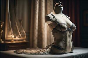 sensuel lingerie sur une mannequin. ai génératif photo