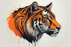 tigre tête avec coloré Contexte. ai génératif photo