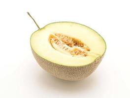 Melon cantaloup sur fond blanc photo