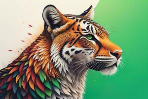 tigre tête avec coloré Contexte. ai génératif photo