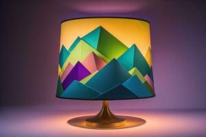 une décoratif et coloré lampe sur une solide Couleur Contexte. ai génératif photo