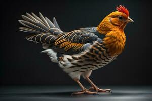 coloré poulet sur une solide Couleur arrière-plan, studio photo. ai génératif photo