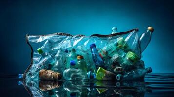 Plastique déchets des ordures utilisé bouteille, ai génératif photo