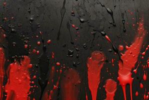 noir ciment texture Contexte avec rouge aquarelle s'égoutte ou éclaboussures. génératif ai photo