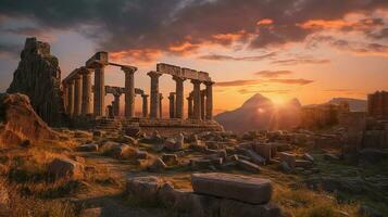 génératif ai, ancien ruines combiner paysages avec historique élément photo