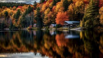 génératif ai, l'automne symphonie vibrant teintes de tomber feuillage photo