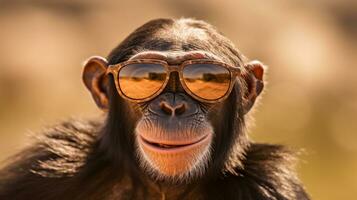 génératif ai, cool chimpanzé des lunettes de soleil style photo