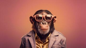 génératif ai, cool chimpanzé des lunettes de soleil style photo