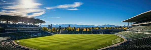 une football stade avec une pelouse champ photo