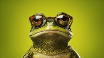 génératif ai, cool grenouille dans élégant des lunettes de soleil photo