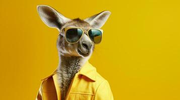 génératif ai, cool kangourou élégant nuances sur une pastel terrain de jeux photo