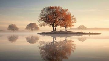 génératif ai, reflets paysages en miroir dans l'eau création étourdissant reflets photo