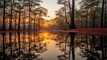 génératif ai, en miroir sérénité capturer le fascinant l'eau reflets photo