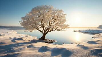 génératif ai, hiver paysages embrasse le rigide beauté de hiver paysages photo