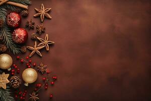 de fête Noël ornements dans une plat poser. génératif ai photo