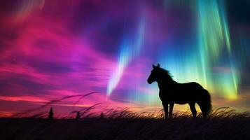 majestueux cheval dans une vibrant paysage. génératif ai photo