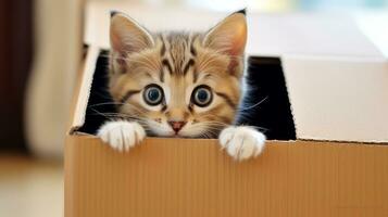 chats adorable boîte presser. génératif ai photo