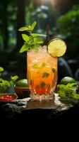 siroter le globe 'mai tai mai thaïlandais' cocktail se marie global Ingrédients pour relaxation verticale mobile fond d'écran ai généré photo