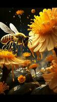 natures ballet bourdonnant les abeilles et Bugs forme un aéroporté symphonie autour ruche verticale mobile fond d'écran ai généré photo