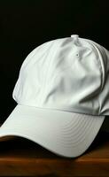 une Célibataire blanc casquette est assis dans isolement, ses importance ouvert à interprétation verticale mobile fond d'écran ai généré photo