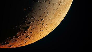 lune proche en haut dans le nuit ciel. ai généré. photo