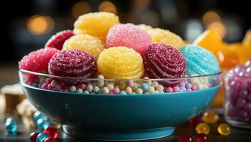 coloré des sucreries dans une bol. ai généré. photo