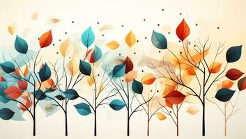 illustration avec feuilles dans l'automne couleurs. ai généré photo