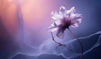 magnifique fleur dans une mystique environnement de doux lumière et fumée. ai généré photo